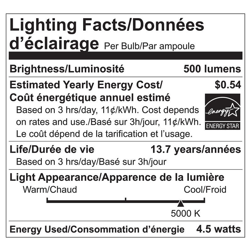 Luminus 4.5W LED 500 Lumens B10 E12 Base Dimmable Filament