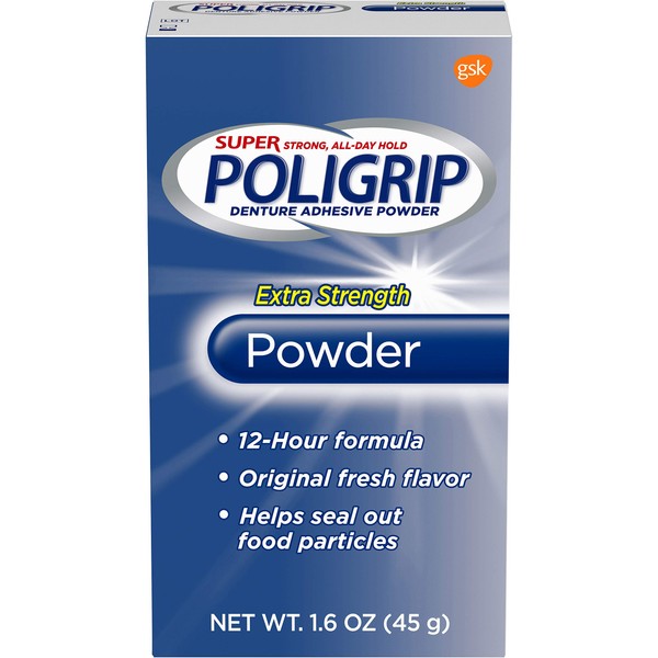 Super Poligrip Denture Adhesive Powder Extra Strength - 1.6 oz (Pack of 2) by Glaxosmithkline Consumer