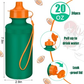 Zubebe 36 Pcs Sports Water Bottles Bulk 20 oz Squeeze Reusable Plastic Water Bottle with Nylon Strap Blank DIY Water Bottles for Kids Adults School Thanks Gift Outdoor Sport Fitness(Light Green)