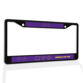 Fastasticdeals Metal Insert License Plate Frame Omega Psi Phi Weatherproof Car Accessories Black 2 Holes Solid Insert