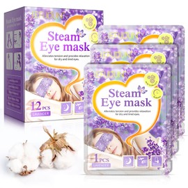 Steam Eye Mask, 12 Packs Heated Eye Mask, Self Heating Disposable SPA Warm Compress for Eyes Sleep Mask, Soothing Moist Heat Eye Masks, Travel Essentials & Relaxation Gifts