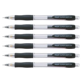 Pilot Mechanical Pencil, Super Grip, H-185-SL-B, 0.5 mm, Black, Pack of 6