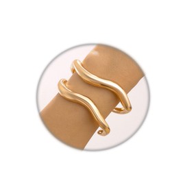 CHAKRA HEALING REIKI CHR 2Pcs Wavy Gold/Silver Cuff Bracelets Set for Women Irregular Chunky Open Bangle Bracelets Adjustable Minimalist Thick Wrist Wrap Bracelet Jewelry (Gold)