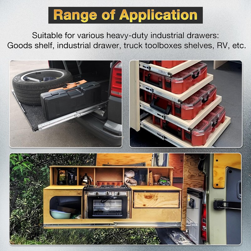 YENUO Heavy Duty Drawer Slides Full Extension With Lock Side