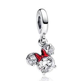 H.ZHENYUE S925 Sterling Silver Charm for Bracelet Necklace Charm Dangle Mouse Lady Silhouette for Women Birthday Gifts