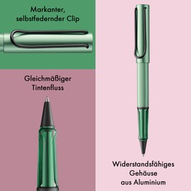 Lamy AL-star Sage Rollerball Pen - Lightweight Pen with Transparent, Ergonomic Handle & Line Width M - Aluminium Housing - with Rollerball Refill M 63 Line Width M in Black