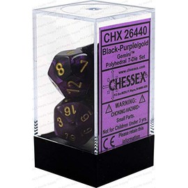 DND Dice Set-Chessex D&D Dice-16mm Gemini Black, Purple, and Gold Plastic Polyhedral Dice Set-Dungeons and Dragons Dice Includes 7 Dice - D4 D6 D8 D10 D12 D20 D% (CHX26440)