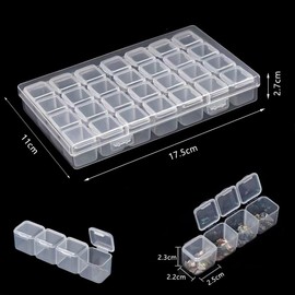 Diamond Painting Storage Box, Diamond Painting Accessory Boxes, Plastic Diamond Embroidery Box, Diamond Embroidery Sorting Box for Small Parts Storage Box Accessory Boxes (28 Compartments, 2 Pieces)