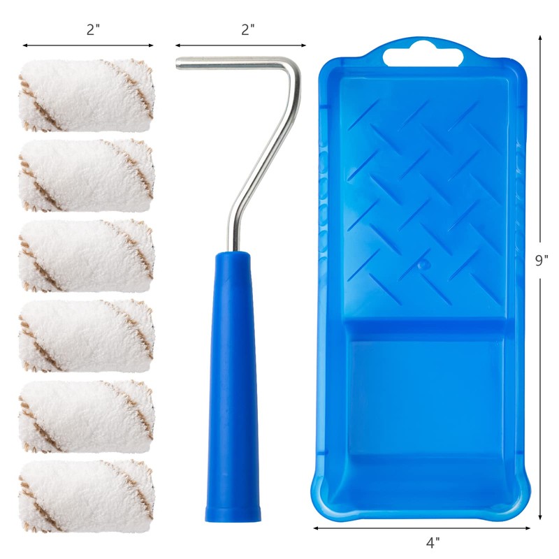 Mister Rui Paint Roller Kit, 9 Pack, 2 Inch Microfiber