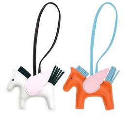 ODYQIG Bag Charms Purse Charms for Handbags Tote Bag Y2k Designer Cute Horse Bag Charm Leather Keychain Accessories for Women Girl, White+Orange