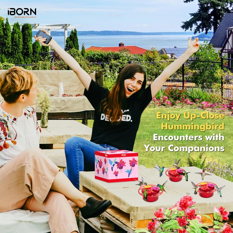 iBorn Handheld Hummingbird Feeders for Outdoors, Hummingbird Hand Feeder 3OZ