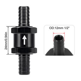 Evil Energy 1/2" Fuel Check Valve One Way Inline Non Return Diesel Gasoline Black(12mm OD,2PCS)