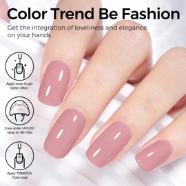 TOMICCA Pink Brown Gel Nail Polish, Dirty Pink Gel Polish, Nude Nail Polish Gel, Soak Off UV Gel Nail Art Manicure Salon DIY