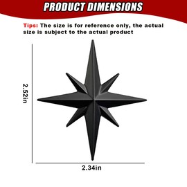 DUSCOKE Octagonal Star Car Sticker Decal, 3D Metal Car Emblem Sticker Badge Decal, Auto Bumper Stickers Vehicle Exterior Decoration Decals for Automotive, Truck, RV, SUV, Motorcycle (Black)