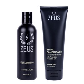 ZEUS Beard Shampoo and Conditioner Set for Men, Vanilla Rum