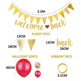 Set of 11 Welcome Back Wreaths, Welcome Back Decorations, Pennant Banners, Latex Balloons, Back to School Decorations Set, Home Reunion Decorations, Party Decorations