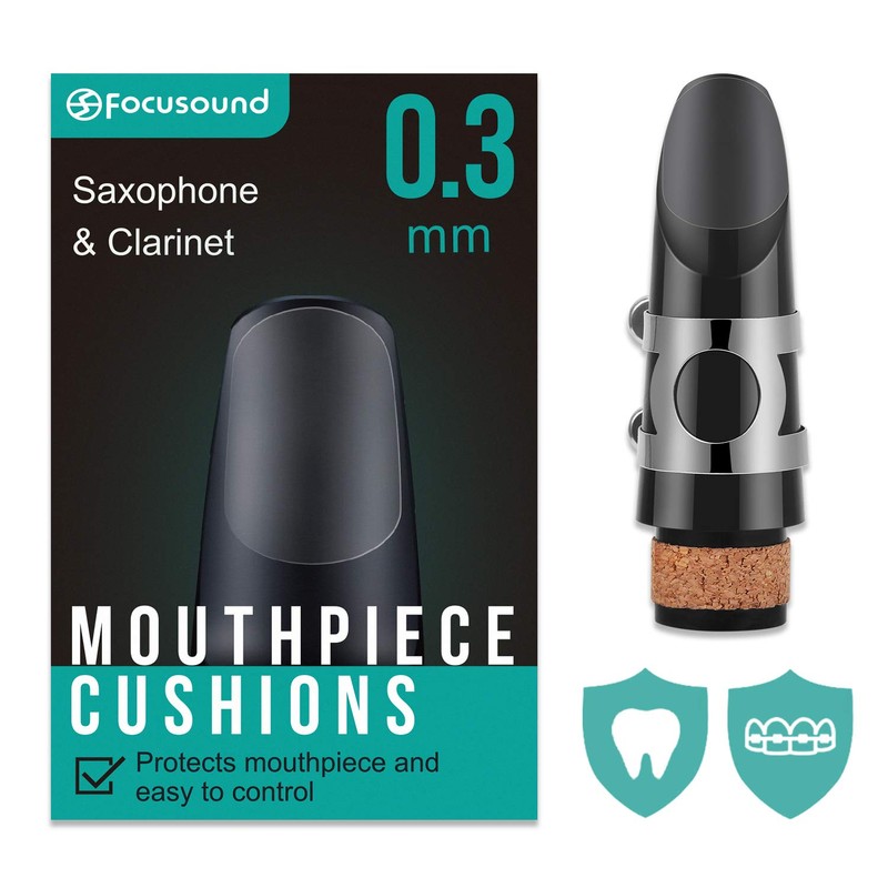 Focusound Saxophone & Clarinet Mouthpiece Cushions, Thin, 0.3mm Clear, 8-Pack…