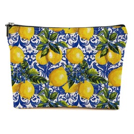 Lemon Bag Italy Travel Essentials Makeup Cosmetic Toiletry Bag for Women Girl Manager - Italian Gifts for Travelers Christmas Thanksgiving Vacation Bridal Shower
