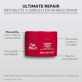 Wella Professionals Ultimate Repair Mascarilla de reparación, 150 ml | Máscara, Control de daños, Sin crueldad, Todo tipo de cabello, No probado en an