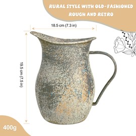 ALL CHIC Vase For Flowers Vintage Decorative Pitcher Metal Rustic Vase Kitchen Decorations Above Cabinets Decor Small Metal Flower Pots Milk Jug for Home, Office Kitchen Decorations Accessories