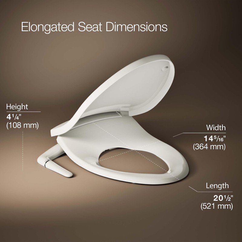 Kohler PureWash M250 Manual Elongated Bidet Toilet Seat, Biscuit, Quiet-Close
