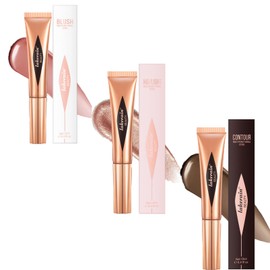 Blush Liquid,3PCS Blush Cream,Highlighter Makeup Liquid,Contour Stick,Cream Highlighter & Creme Blush for Cheeks & Eyeshadow,Pink Blusher,Contour Wand,Waterproof Bronzer Stick,Smooth Texture（01+04+06）