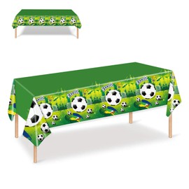 HONGP 2Pack Football Party Table Cloth,54x72in Football Party Tablecloth for Kids Boys Plastic Football Table Cover Party for World Cup European Cup Birthday Football Themed Party Decorations