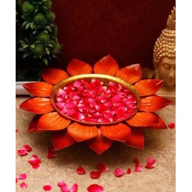 giftsfromaaarti Indian Traditional Urli Bowl Round Lotus Shape Metal Urli Home Decor