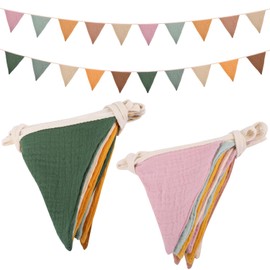 Dncvb 20 Pcs Fabric Bunting Banner 2.6m Cotton Bunting, 100% Organic Cotton Pennant, Double Sided Outdoor Bunting, Baby Bunting, for Vintage Themed Wedding Afternoon Tea Garden Party