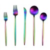 Matte Rainbow Silverware Set,Gugrida 5-Piece 18/10 Stainless Steel Satin Finish