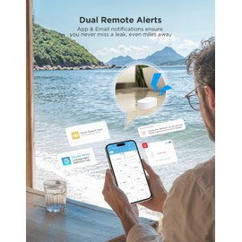 GoveeLife WiFi Water Leak Detector 5 Packs for Home, Water Sensors with 1804ft Long Monitoring Range, Remote Alert with Email & APP Push, Suit for Basement, Kitchen and Bathroom