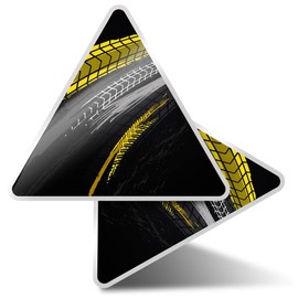 2 x Triangle Stickers 10 cm - Tyre Marks Race Car Drift Drifting Fun Decals for Laptops,Tablets,Luggage,Scrap Booking,Fridges #24351