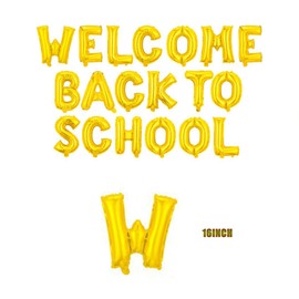 16" Welcome Back to School Set, Aluminum Foil Balloons First Day of School Party Supplies Kindergarten School & Teacher Classroom Party Decorations Decor(Gold)