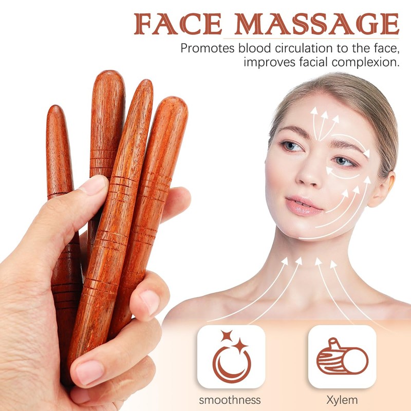 FERCAISH 4 Pieces Wooden Acupressure Pen Ears Massage Stick, Trigger