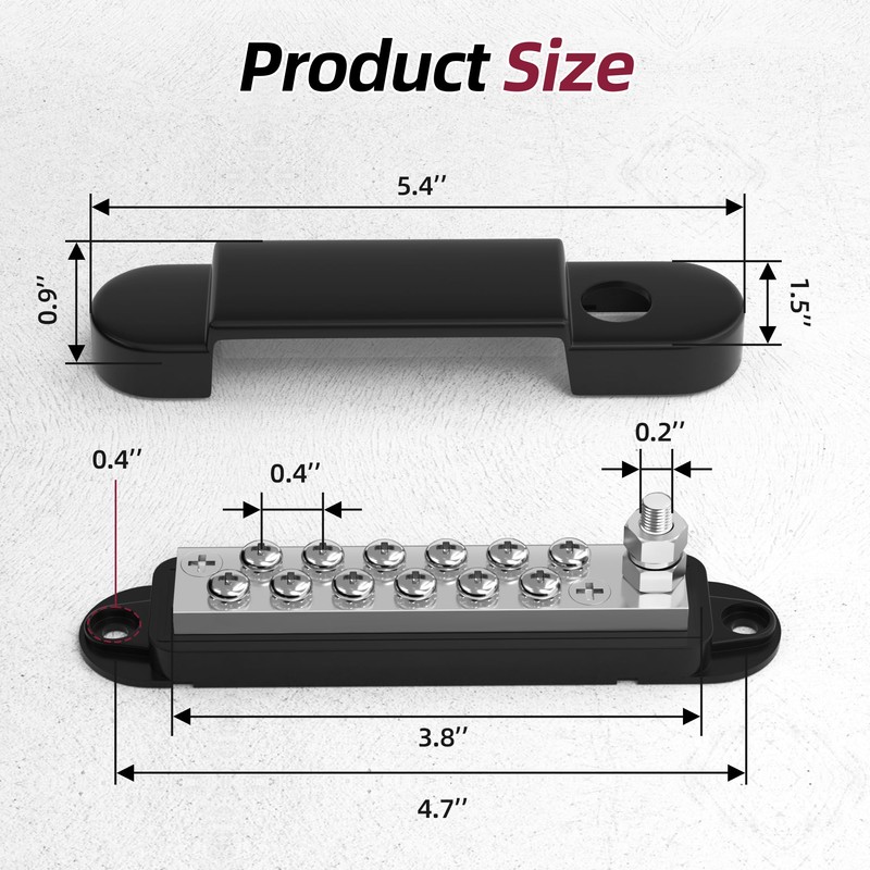 RVBOATPAT Marine Bus Bar 12V 150A Power Distribution Block 1/4"