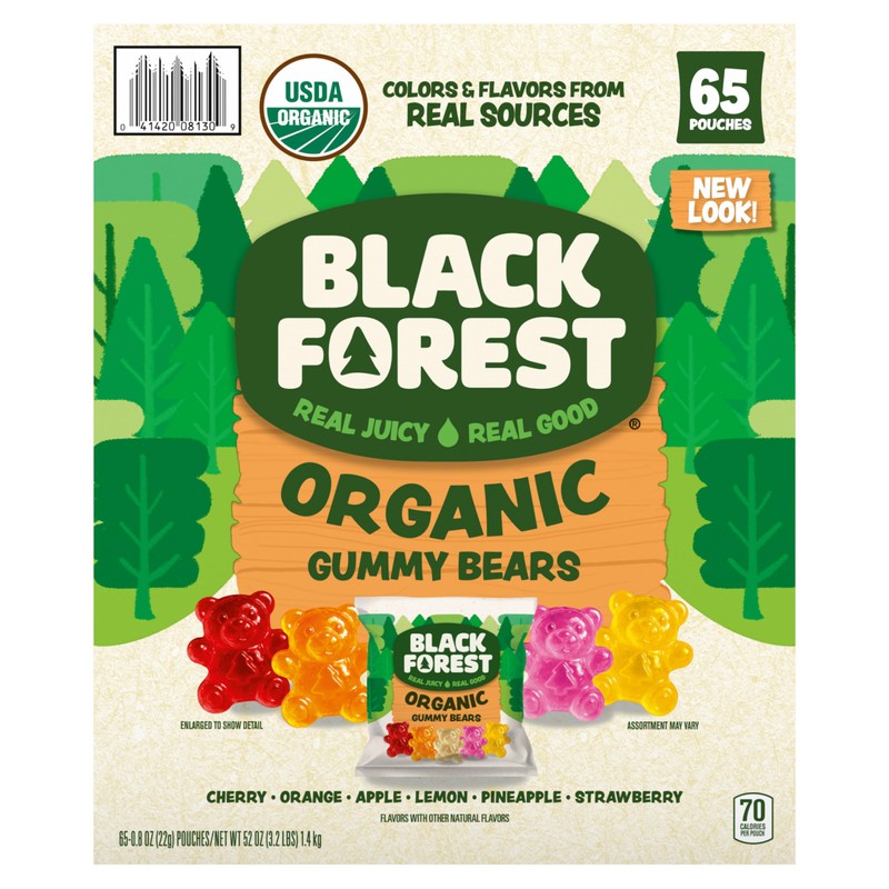 Black Forest USDA Organic Gummy Bears - 65 Pouches -