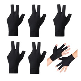 GYWHOOFT Billiards Glove,5 Pieces Pool Gloves, Left Hand Pool Three Finger Open Glove for Snooker Billiard Cue Comfortable Fit,Non-Slip, Breathable