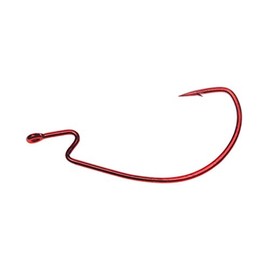 Mustad UltraPoint Ultra Lock Wide Gap Soft Plastics Hook with Special Z Bend Offset Shank (Pack of 5), 38105NP-RB-2/0-5U, Red, 2/0