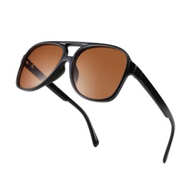 FEISEDY Vintage Retro 70s Plastic Aviator Sunglasses Women Men Classic Large Squared Frame B2751