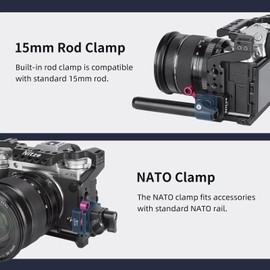 Nitze Quick Release NATO Clamp to 15 mm Rod Clamp, 15 mm Rod Holder to NATO Clamp for DSLR/Mirrorless Camera Rig, Monitor Rig, Follow Focus - N20J