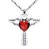 Ckysee Silver Plated Angel Birthstone Necklace,Cubic Zirconia Cross Necklace for
