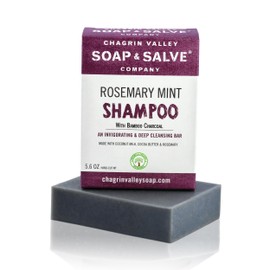 Organic Natural Shampoo Bar, Rosemary Mint Charcoal 2X Pack, Chagrin Valley Soap & Salve