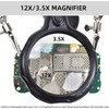LED Light Helping Hands Soldering Magnifier Station Professional 3.5X 12X