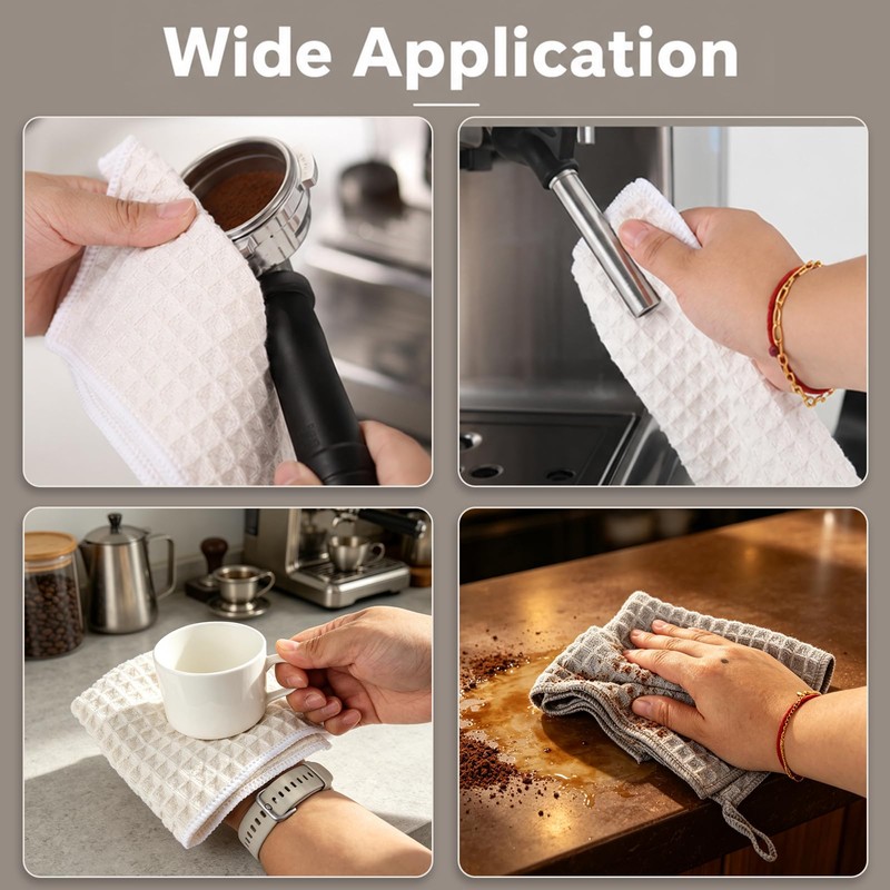 6 Pcs Barista Cloth, Microfiber Waffle Towel, 30×30cm Coffee Cloth