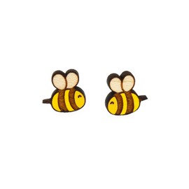 Bee Stud Earrings | Insect Jewelry | Hand Painted | Sustainable Wood