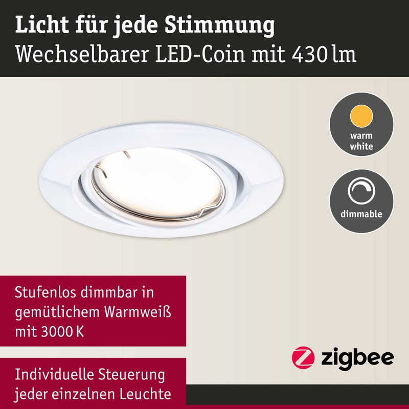 Paulmann 92463 LED Recessed Light Base Smart Home Zigbee Basic