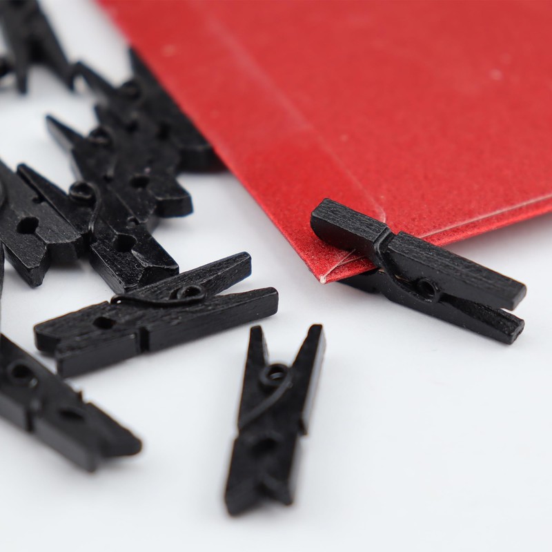 WOSHIGOU 100 PCS 1 Inch Wooden Black Clothespins, Mini Clothes