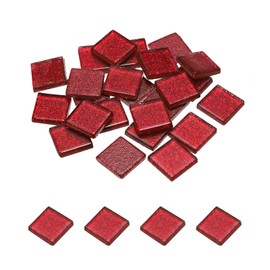 sourcing map Mosaic Tiles, Glass Tiles, Shine Crystal Mosaic Glass Pieces Bulk Square Glitter Crystal Mosaic Tiles 2 x 2cm for Home Decoration, DIY Crafts, Pack of 25(100g, Dark Red)