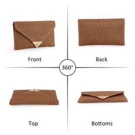 Jywmsc Straw Clutch Purses for Women, Summer Beach Bags, Envelope Woven Handbags, Crossbody Shoulder Bag, coffee
