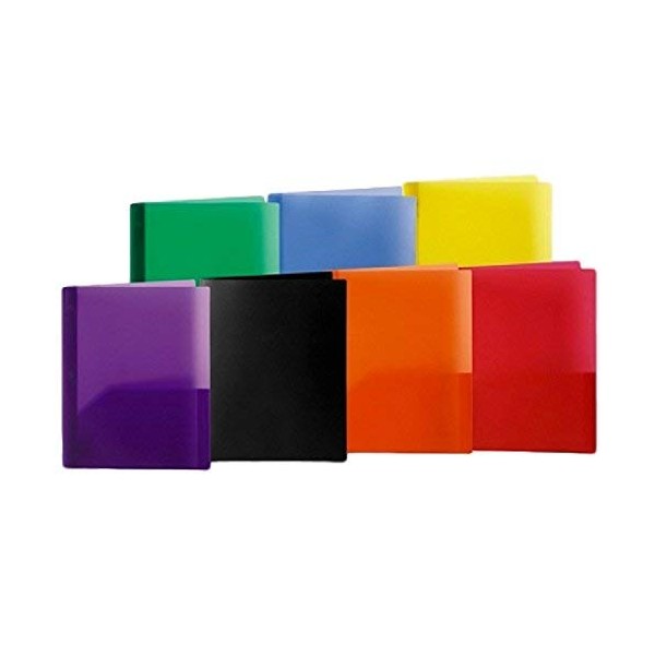 Poly 2 Pocket Folders with Fasteners Set of 7 Assorted Colors Office Depot